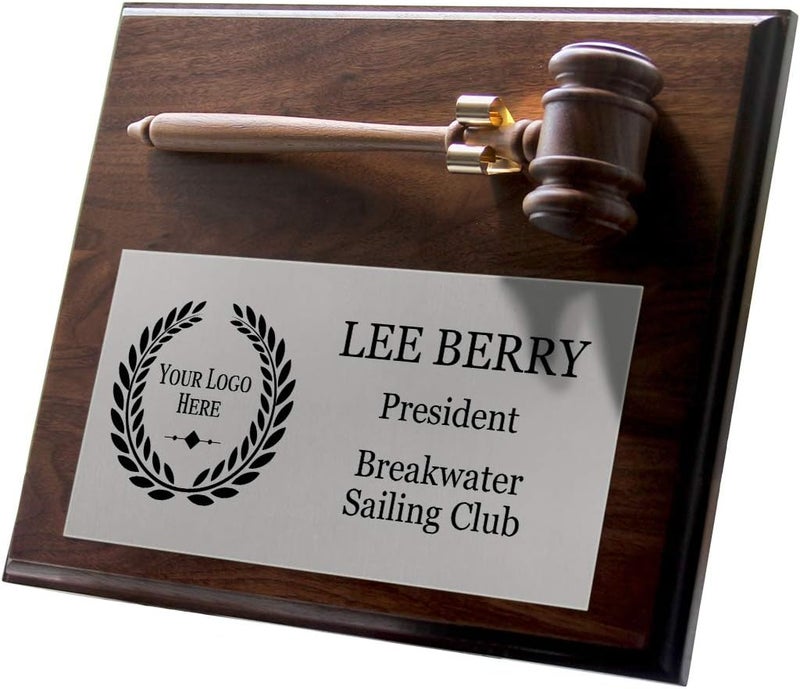 PlaqueMaker Gavel Plaque with Your Persoanlized Text and Logo - Judge, Police Officer, Lawyer, Attorney, or Military - Image 2