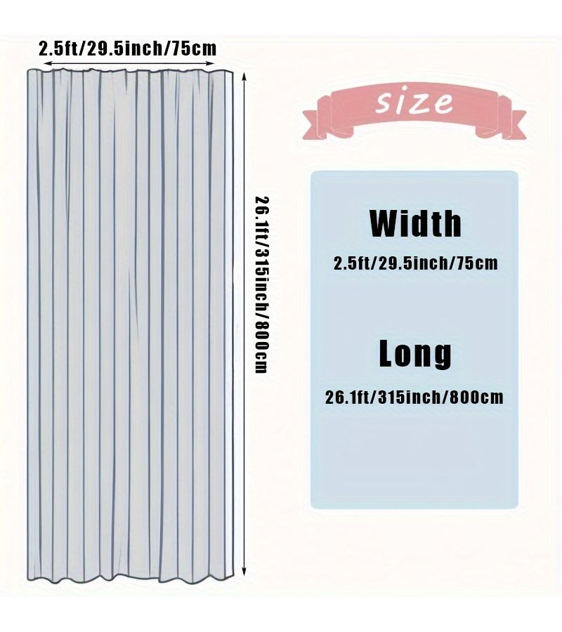 Sheer White Tulle Curtain Panel 26.12x2.5ft Polyester Eyelet Drapes for Wedding Arch Party Decor - Image 2
