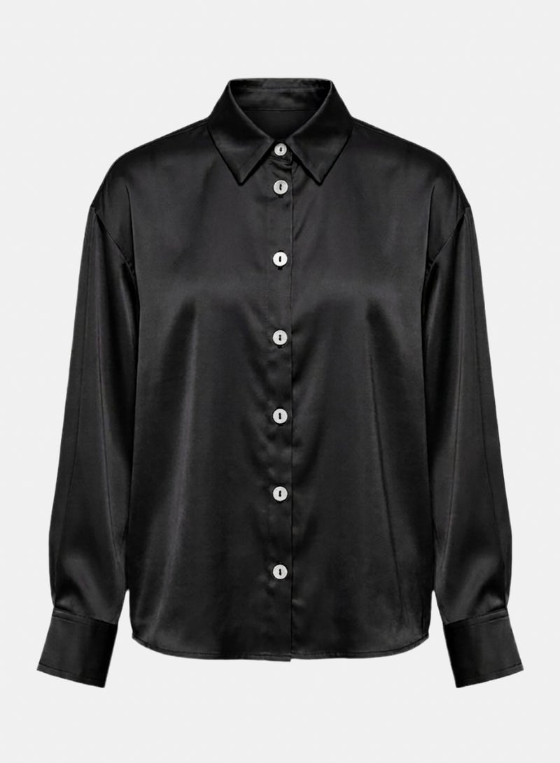 Carina Button-Down Satin Shirt - Image 2