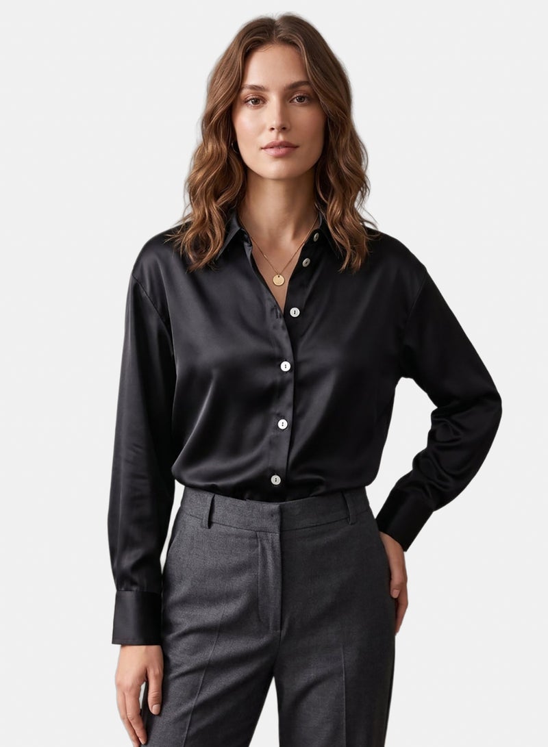 Carina Button-Down Satin Shirt - Image 1