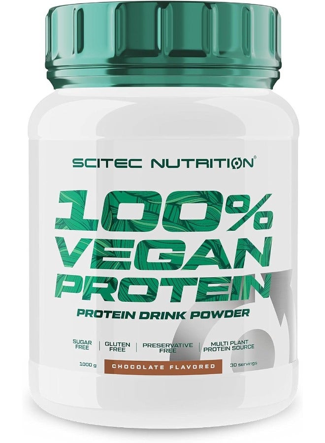 سيتيك نيوتريشن 'Scitec Nutrition 100% بروتين نباتي، مسحوق مشروب البروتين النباتي المنكه مع فيتامين ب12 والمحليات، خالي من السكر والغلوتين، 1 كجم، شوكولاتة - Image 1