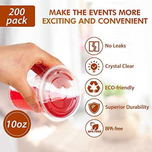 Lilymicky 200 Sets 10 oz Clear Plastic Cups With Flat Lids 10 Ounce Disposable Drinking Cups for Smoothie Slurpee or Any Cold Drinks - Image 5