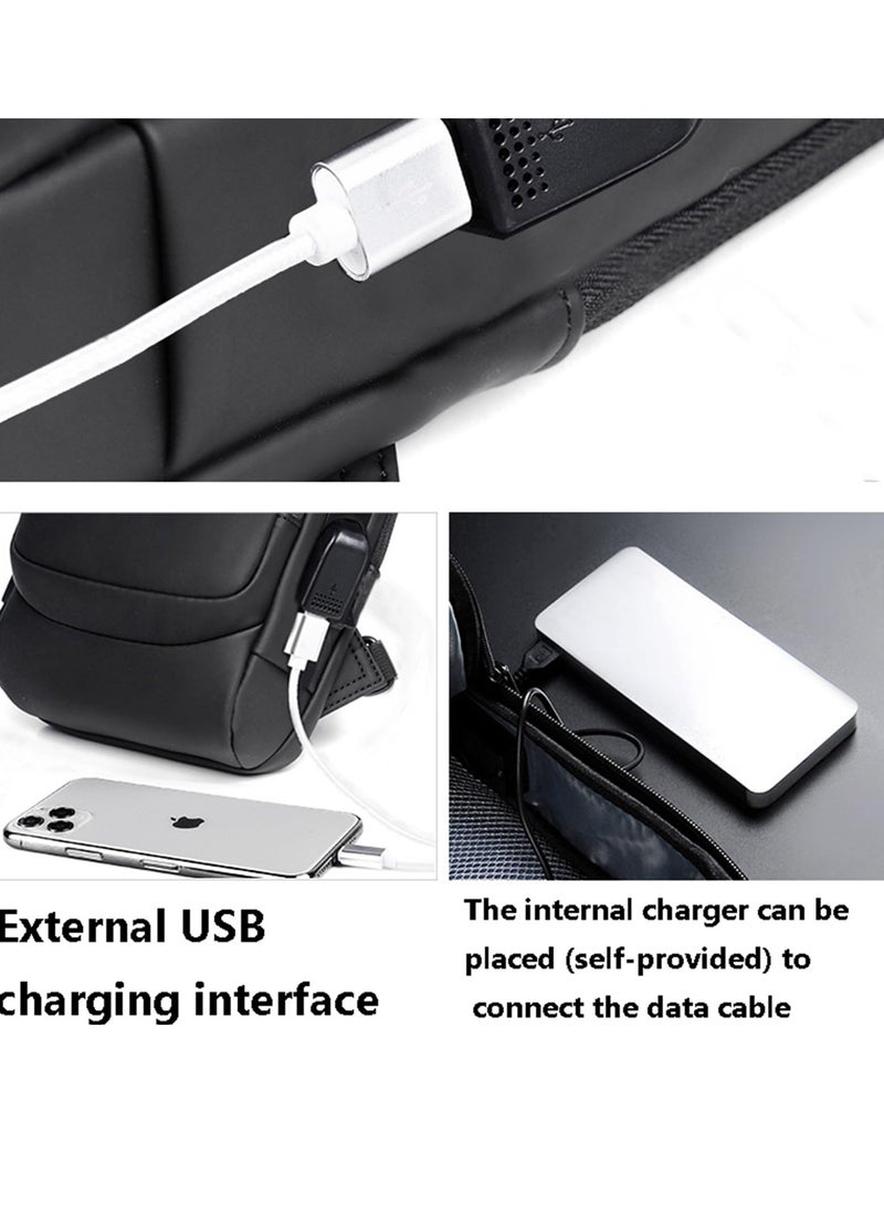 MIXDE Crossbody Sling Bag, Body Chest Shoulder Bag for Men Women Casual Shoulder Backpack Bag, Waterproof Leather Chest Casual Daypack with Usb Charging Port for Travel Hiking  - Image 5