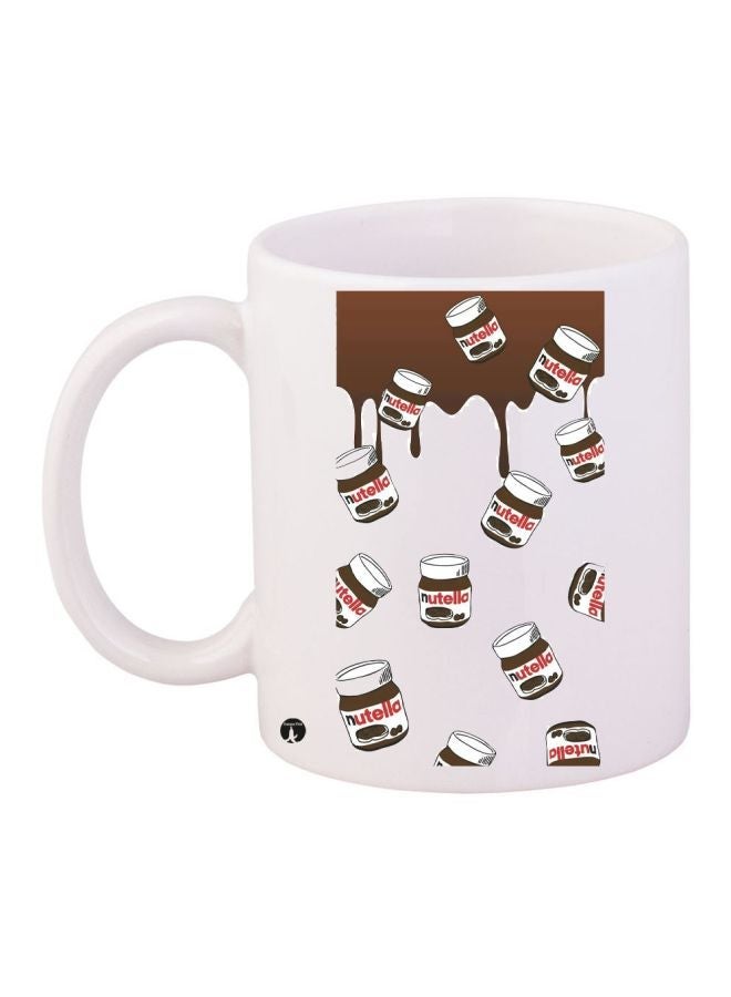 RYN Nutella Printed Coffee Mug White/Brown/Red 11ounce