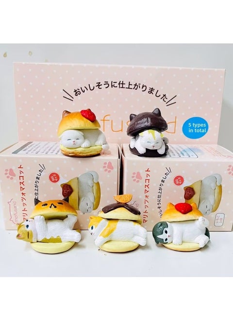 Cat Fusandi Shark Cat Fried Shrimp Cat Dress-up Series Box Egg Blind Box Ornaments Doll Model Cat Doll-Color:3rd Generation Burger