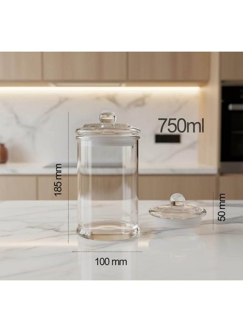 Dunekart Glass Storage Jar 750ml | Airtight, Moisture-Proof Food Containers with Lid | Kitchen Storage Jar Set for Snacks, Spices & Dry Fruits | 4pcs - Image 2