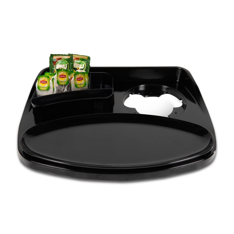 HS WORLD OF HORECA ESSENTIALS Roast Master Tray Set - Premium H-Service Tray & H-Tea Box Combo for Ultimate Kitchen Organization, Durable & Stylish Black Metal Rectangular Kitchenware Set - Image 1