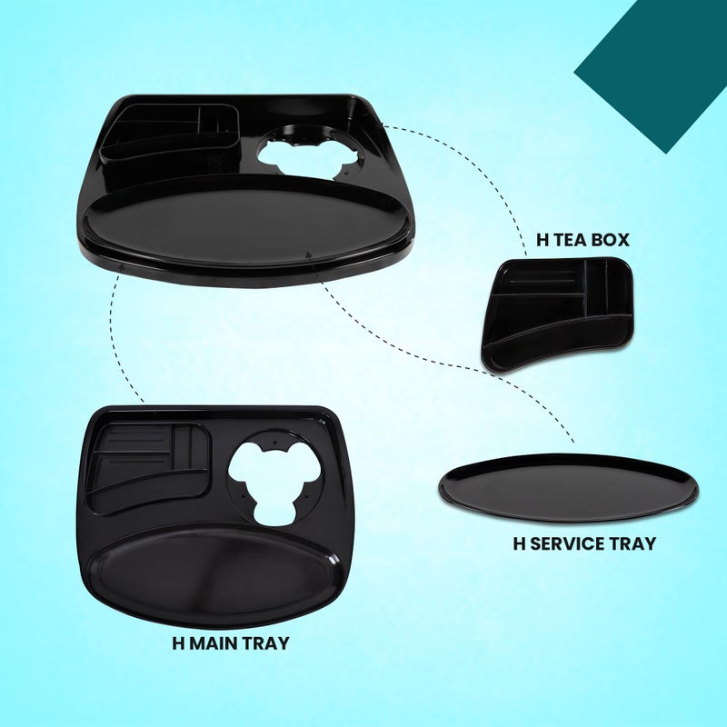 HS WORLD OF HORECA ESSENTIALS Roast Master Tray Set - Premium H-Service Tray & H-Tea Box Combo for Ultimate Kitchen Organization, Durable & Stylish Black Metal Rectangular Kitchenware Set - Image 3