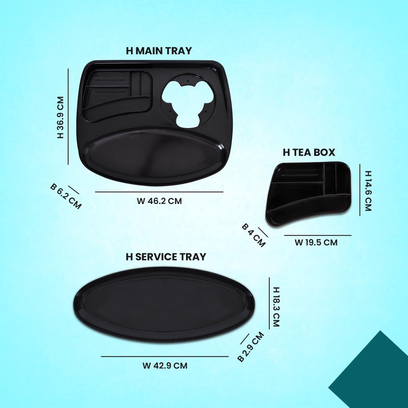 HS WORLD OF HORECA ESSENTIALS Roast Master Tray Set - Premium H-Service Tray & H-Tea Box Combo for Ultimate Kitchen Organization, Durable & Stylish Black Metal Rectangular Kitchenware Set - Image 4