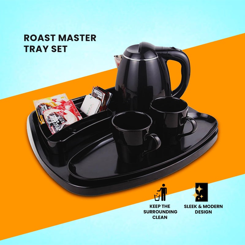 HS WORLD OF HORECA ESSENTIALS Roast Master Tray Set - Premium H-Service Tray & H-Tea Box Combo for Ultimate Kitchen Organization, Durable & Stylish Black Metal Rectangular Kitchenware Set - Image 5
