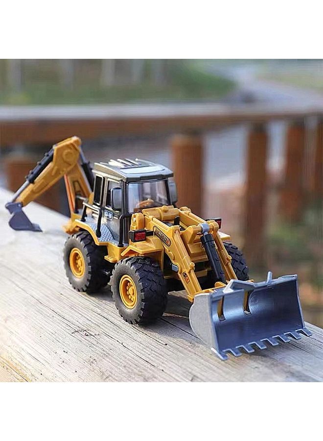 Yellow Alloy Steel Semi Truck Toy With Excavator Construction Playset For Boys - Image 1