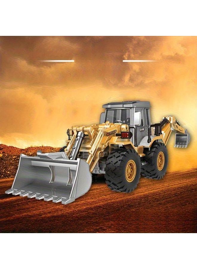 Yellow Alloy Steel Semi Truck Toy With Excavator Construction Playset For Boys - Image 2