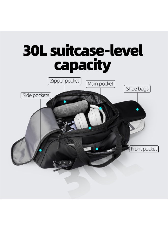 مارك رايدن حقيبة سفر مارك رايدن - للرجال - حقيبة جيم  لتر مع جيب حذاء وحزام قابل للإزالة وقماش أكسفورد مقاوم للماء - Image 4