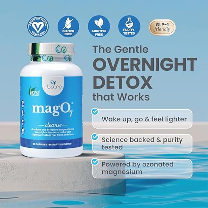 nbpure MagO7 - Natural Colon Cleanse & Detox - Occasional Constipation Relief, Stool Softening, & Bloating Support for Men & Women - Ozonated Magnesium Oxide, 30 Capsules - Image 2
