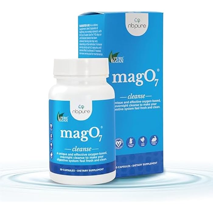 nbpure MagO7 - Natural Colon Cleanse & Detox - Occasional Constipation Relief, Stool Softening, & Bloating Support for Men & Women - Ozonated Magnesium Oxide, 30 Capsules - Image 1