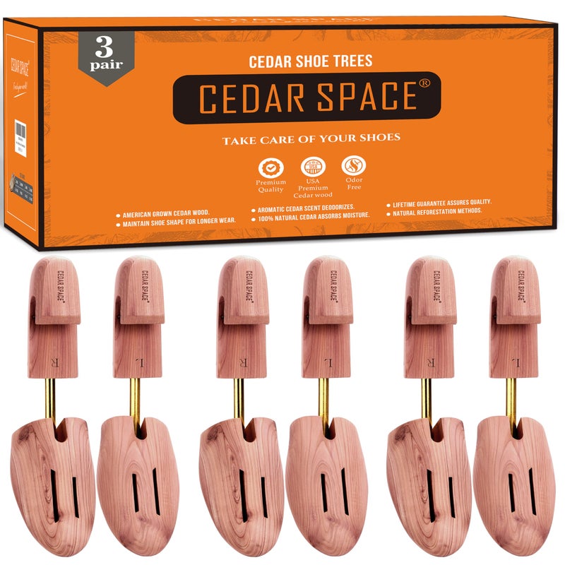 Cedar Space Wooden Shoe Stretcher Tree, 6.5-14 Sizes Cedar Wood Shoe Trees,3PC Shoe Stretcher for Men, Sneakers,Boots - Image 1