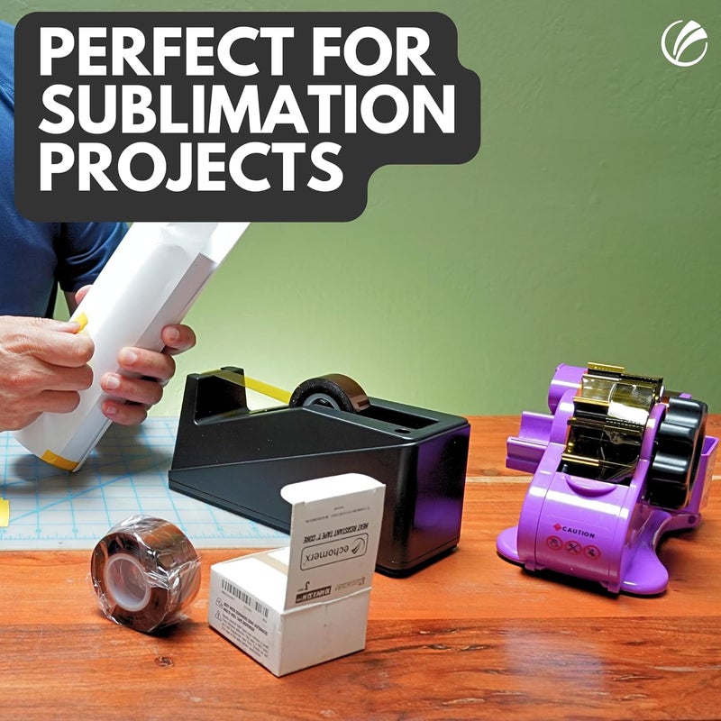 echomerx Original Heat Tape Dispenser + 2 Sublimation Tapes – Pre-Cut for Cricut, Heat Press, Craft, Thermal, Tumbler, HTV, Gift Wrap – Heat Resistant & Transfer Tapes, 1” & 3” Core, Purple Kit - Image 5