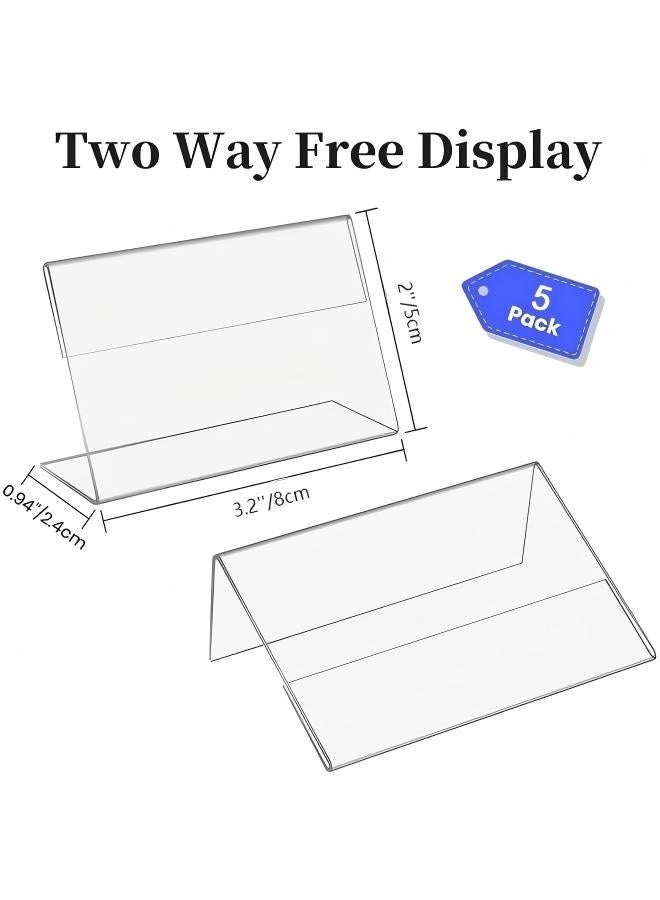 Small Acrylic Sign Holder, 5 PCS Name Card Price Tag Label Holder, 3.2" X 2" L-Shape Plastic Clear Card Display Stand, Counter Top Stand Mini Food Labels Price Sign Holder for Retail - Image 2