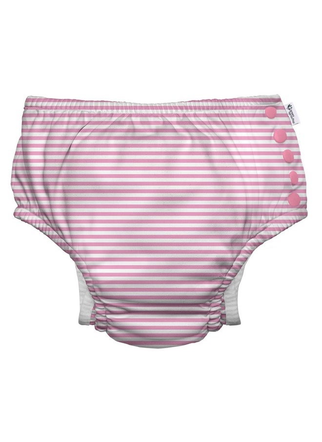 green sprouts - green sprouts Baby Girls Snap Reusable Absorbent Swimsuit and Toddler Swim Diaper, Light Pink Pinstripe, 6 Months US - Image 1