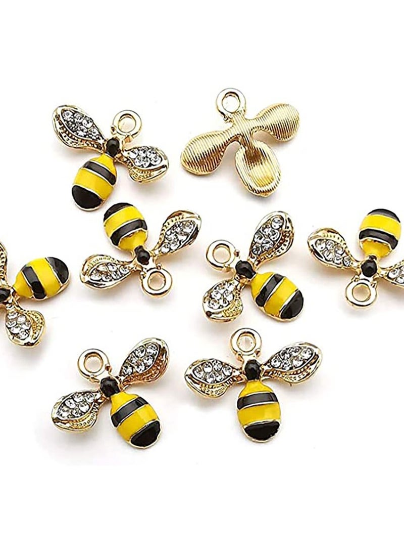 SYOSI Charms Pendant Assorted Gold Plated Enamel Mini Bee Honeybee Charms for Jewelry Making Necklace Bracelet Earring, Enamel Yellow Bee Charms Rhinestone Honey Bee Pendant Charms Crafts 30 pcs - Image 1