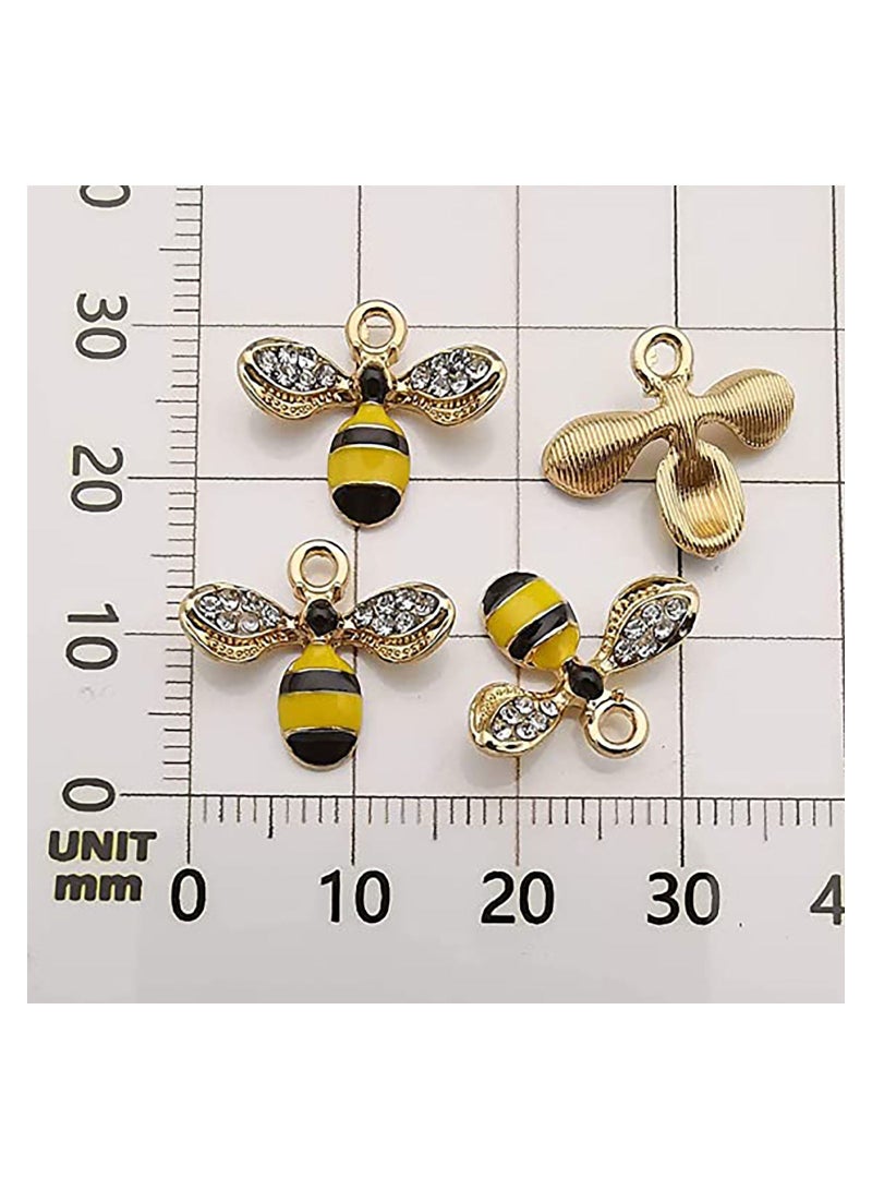 SYOSI Charms Pendant Assorted Gold Plated Enamel Mini Bee Honeybee Charms for Jewelry Making Necklace Bracelet Earring, Enamel Yellow Bee Charms Rhinestone Honey Bee Pendant Charms Crafts 30 pcs - Image 3