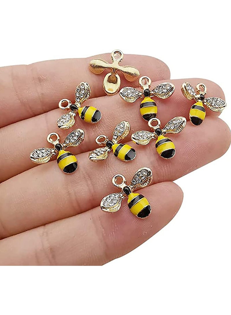 SYOSI Charms Pendant Assorted Gold Plated Enamel Mini Bee Honeybee Charms for Jewelry Making Necklace Bracelet Earring, Enamel Yellow Bee Charms Rhinestone Honey Bee Pendant Charms Crafts 30 pcs - Image 2