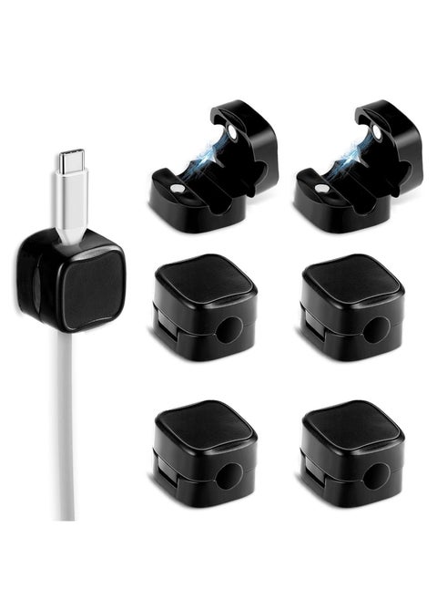 6 Pack Magnetic Cord Organizer, Management Cable Clips Adhesive Wire Keeper Wire Holder Keeper for Bedside Nightstand Table Desktop USB Wall Car Office Workspace Accessories