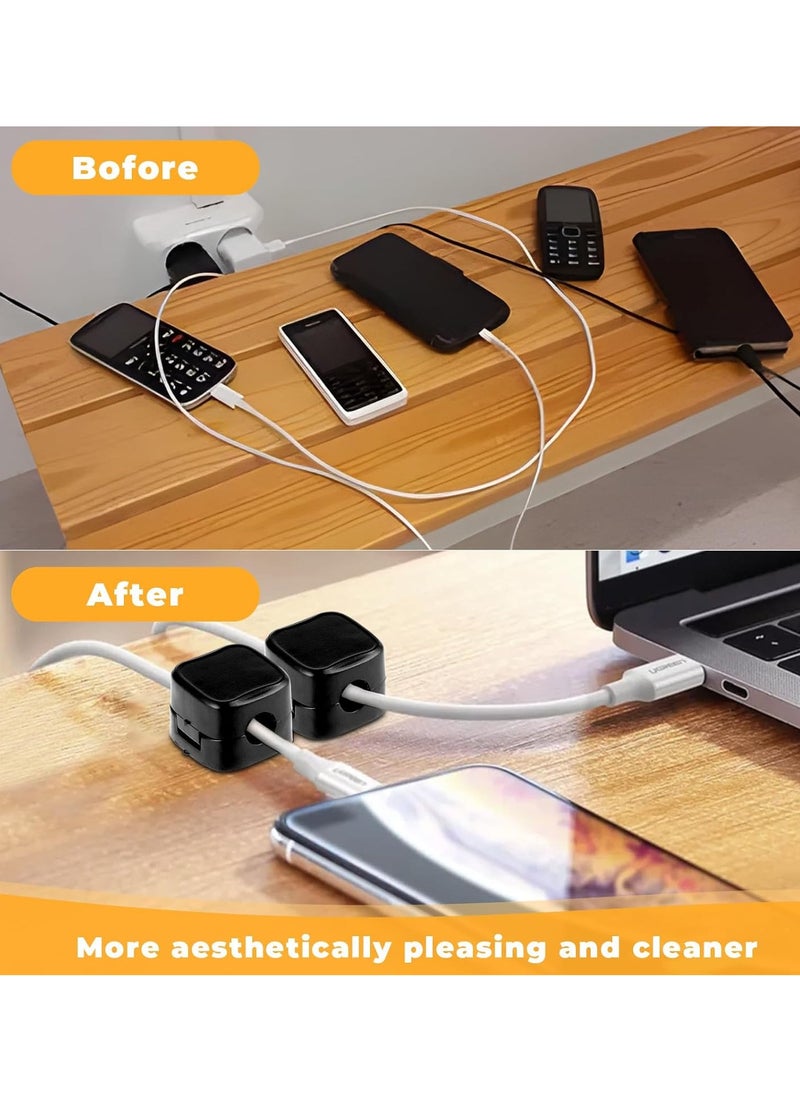 Necomi - 6 Pack Magnetic Cord Organizer, Management Cable Clips Adhesive Wire Keeper Wire Holder Keeper for Bedside Nightstand Table Desktop USB Wall Car Office Workspace Accessories - Image 1