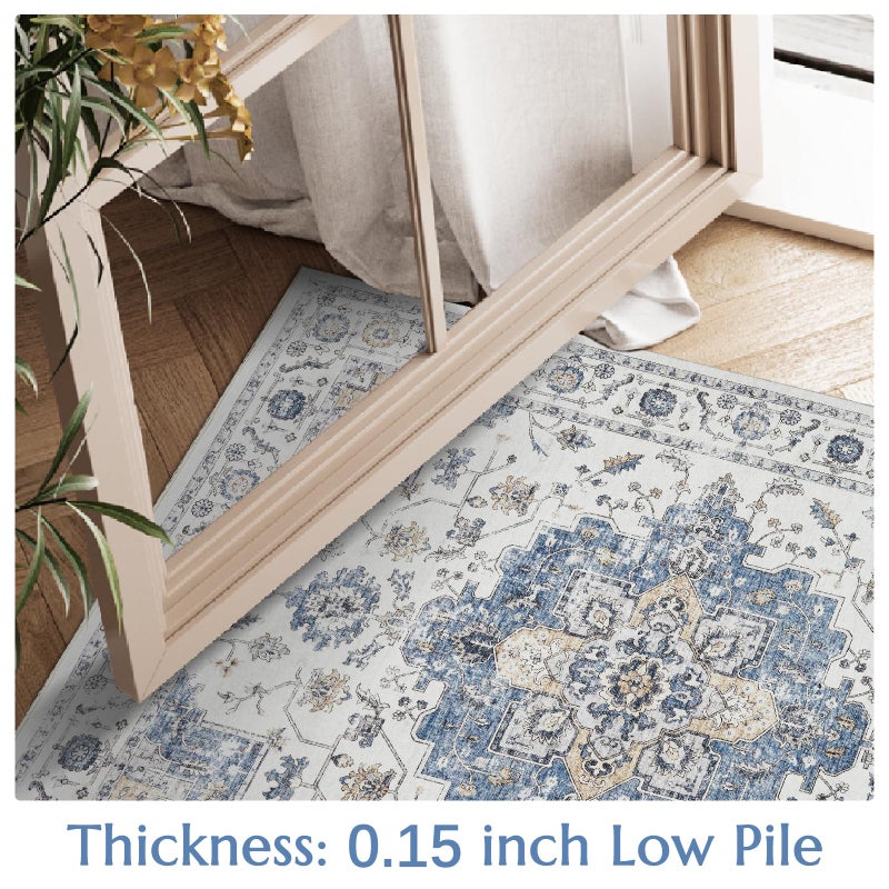 jinchan Jinchan Runner Rug 2x6 Vintage Hallway Runner Rug Boho قابلة للغسل سجادة الأزهار ميدالية المطبخ المطبخ RETRO ROTRO  - Image 3