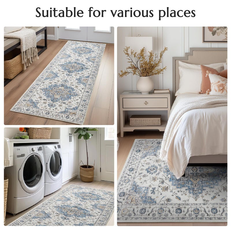jinchan Jinchan Runner Rug 2x6 Vintage Hallway Runner Rug Boho قابلة للغسل سجادة الأزهار ميدالية المطبخ المطبخ RETRO ROTRO  - Image 2