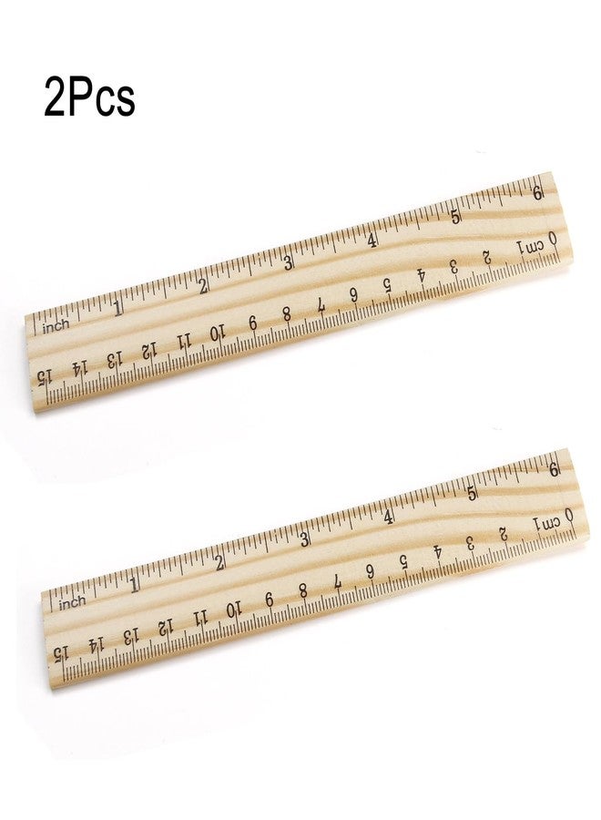 Utoolmart 2 Pcs Wooden Straight Ruler, 15cm / 6-inch Double-Sided Scale Ruler, Measuring Tool for Engineering Office Architect and Drawing - Image 4