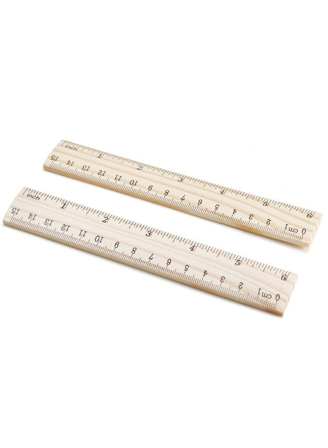 Utoolmart 2 Pcs Wooden Straight Ruler, 15cm / 6-inch Double-Sided Scale Ruler, Measuring Tool for Engineering Office Architect and Drawing - Image 1