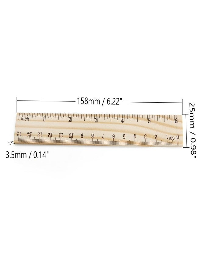 Utoolmart 2 Pcs Wooden Straight Ruler, 15cm / 6-inch Double-Sided Scale Ruler, Measuring Tool for Engineering Office Architect and Drawing - Image 2
