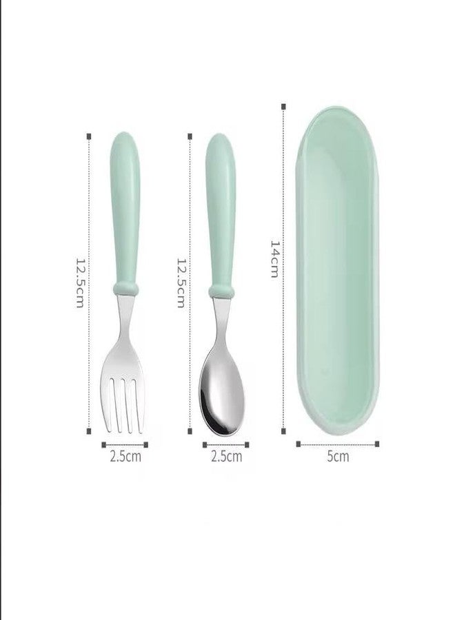 THEONI Baby Spoon Fork Set 6-12 Months, BPA-Free 304 Stainless Steel Toddler Self Feeding Cutlery, Travel Case Included, Training Utensils for Infants, Comfortable Handle Kids Tableware - Image 3