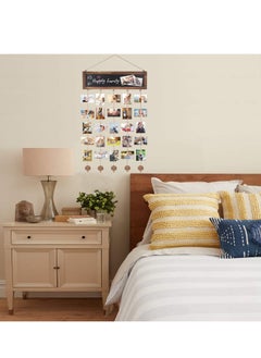 GUDOO Picture Frames Collage Photo Hanging Display Picture Board Wood Rustic Frames for Wall Decor and Dorm Room Decor with Blackboard and 30 Clips Carbonized Black  - Image 2