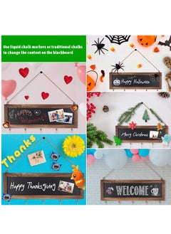 GUDOO Picture Frames Collage Photo Hanging Display Picture Board Wood Rustic Frames for Wall Decor and Dorm Room Decor with Blackboard and 30 Clips Carbonized Black  - Image 4