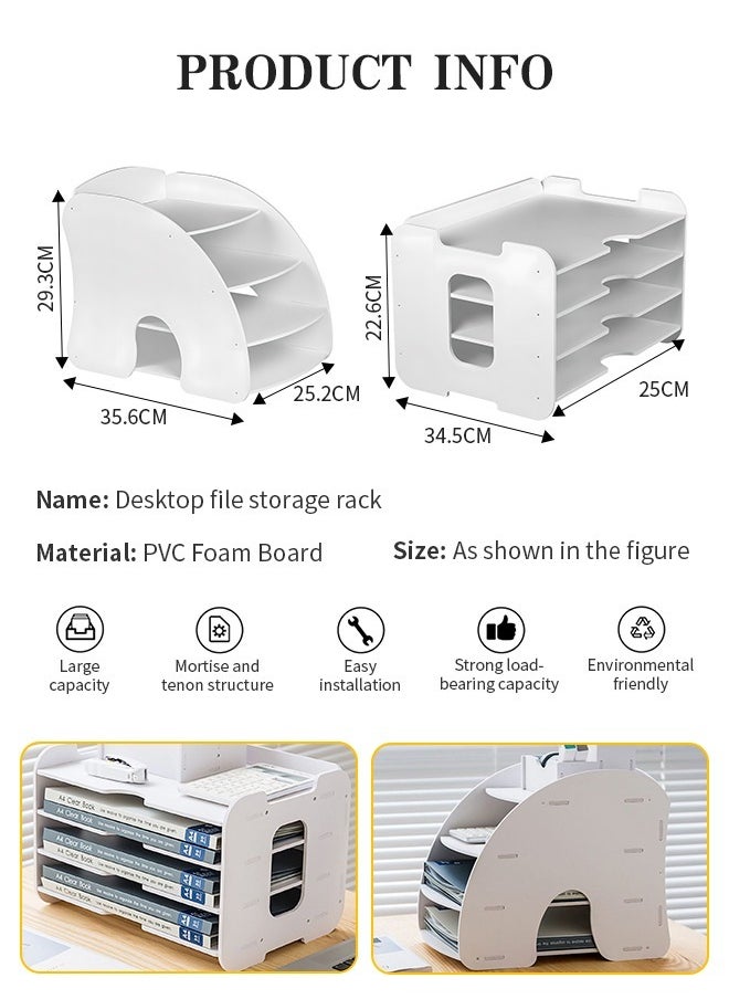 4 Layers Desk File Tray, Premium Magazine File Holder with Strong Load-Bearing Capacity for Papers, Files, and Documents