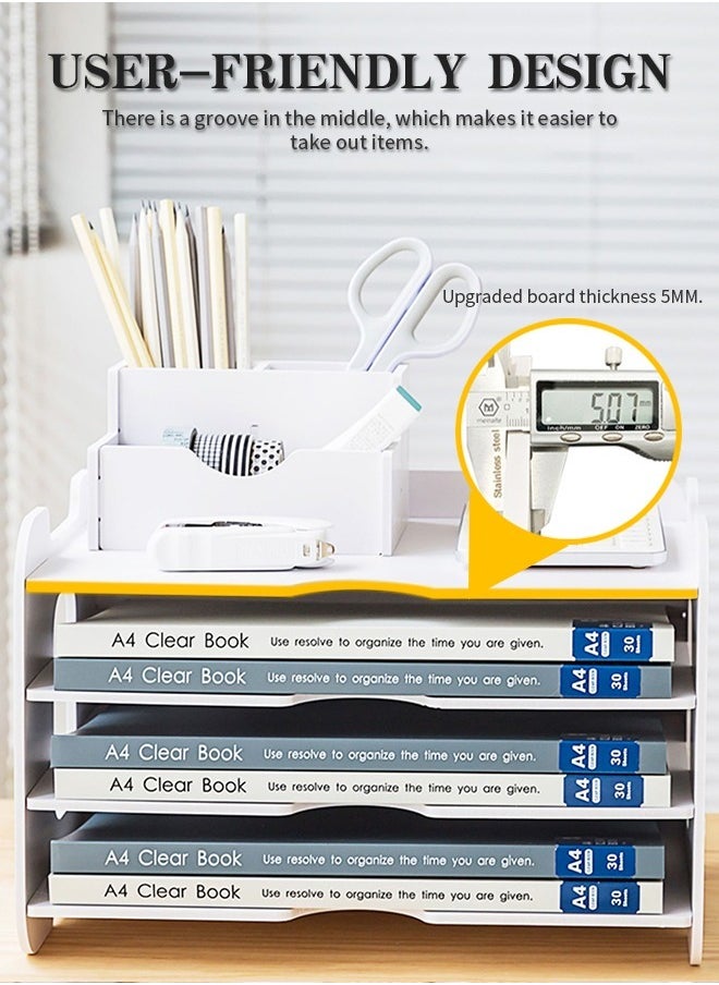 4 Layers Desk File Tray, Premium Magazine File Holder with Strong Load-Bearing Capacity for Papers, Files, and Documents