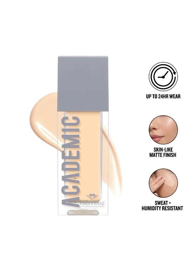 فور إيفر52 Forever52 Academic True Definition Foundation - Soft Matte, 24-Hour Wear, Hydrating