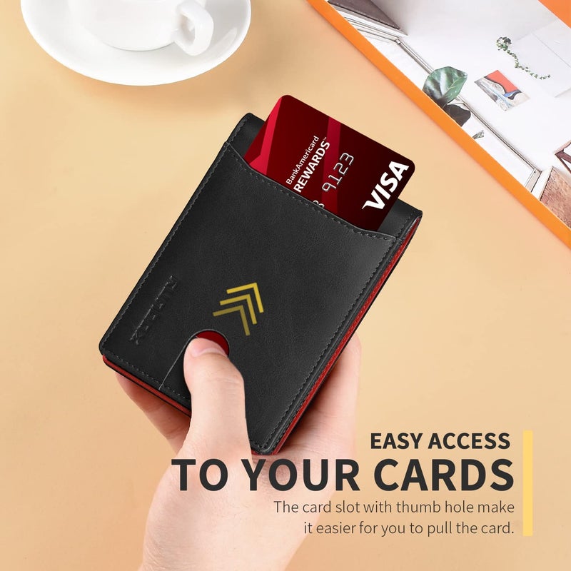 RUNBOX Wallet for Men Slim 11 Credit Card Holder Slots Leather RFID Blocking Small Thin Men's Wallet Bifold Minimalist Front Pocket Large Capacity - Image 5