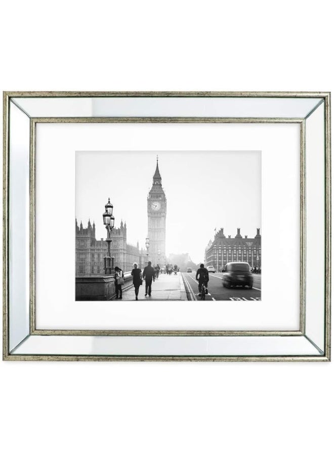 Isaac Jacobs إطار صورة مزخرف من آيزاك جاكوبس 11x14 مع 8x10 بزاوية مائلة فضية كلاسيكية مصنوعة لعرض الديكور الجدار ومعرض الصور والفن الجدار 11x14 مع 8x10 فضية - Image 4