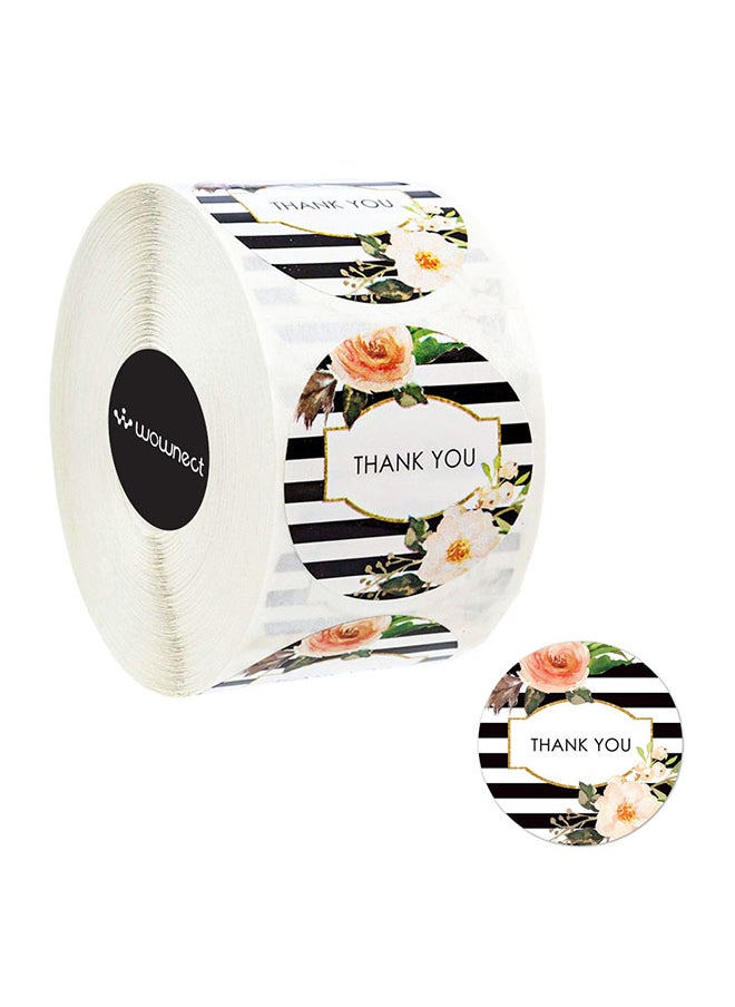 Wownect Flower Design Thankyou Sticker Round [1inch][500 Stickers] Labels For Envelope Seals Packing Seals cards Gift Boxes Shopping Bags Bouquets Cardboard Decoration  - Image 1