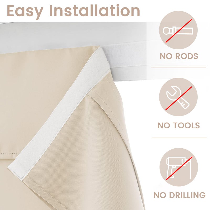 Vatge French Door Curtain - 1 Panel, W26 x L20, Light Beige, Window Treatment for Front Door Sidelight Curtains and Small Windows Covering for Classroom/Home - Image 2