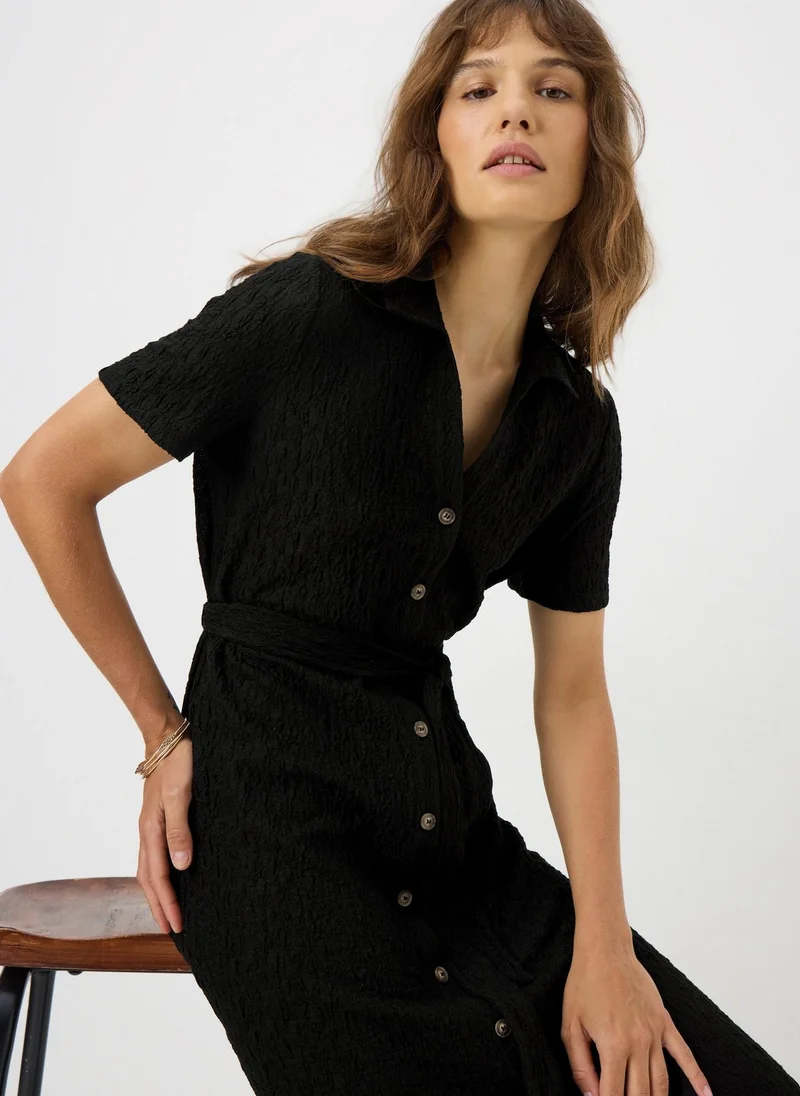 Matalan Black Textured Shirt Midi Dress