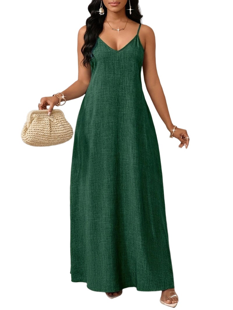 Women'S Suspender Solid Color Dress - Image 1