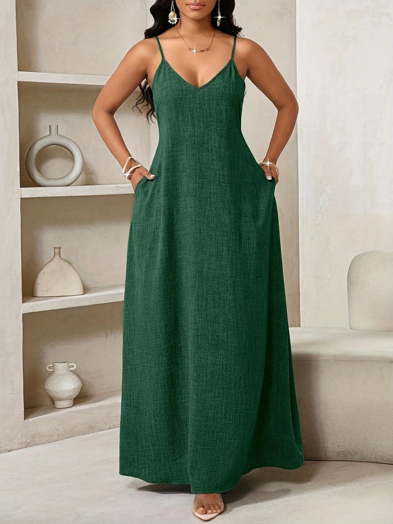 Women'S Suspender Solid Color Dress - Image 2