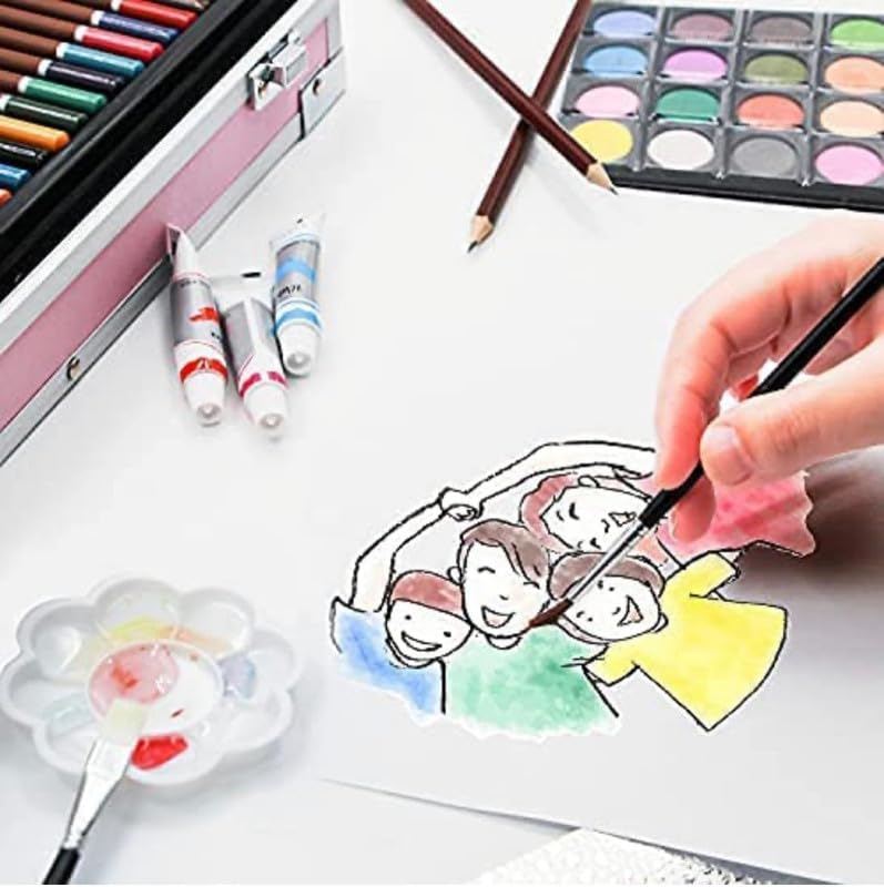 SXDHK مجموعة فنون جديدة بتصميم يونيكورن علبة ألومنيوم للرسم والتلوين والتخطيط تتضمن 145 قطعة متعددة الألوان - Image 5