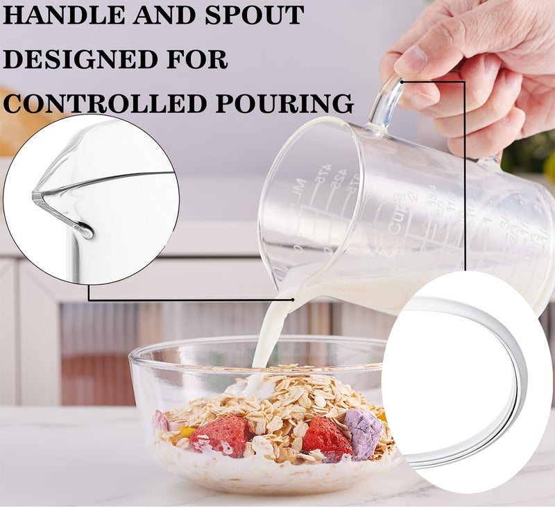 Ackers BORO3.3 Ackers Etched Graduated Glass Measuring Cup - [Insulated Handle | V-Shaped Spout] - High Borosilicate Glass Measuring Cup for Kitchen or Dining, Easy to Read, 500 ML (16 Oz, 2 Cup) - Image 2