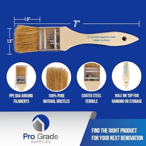 Pro-Grade Pro Grade - Chip Paint Brushes - 96 Ea 1.5 Inch Chip Paint Brush Light Brown - Image 2