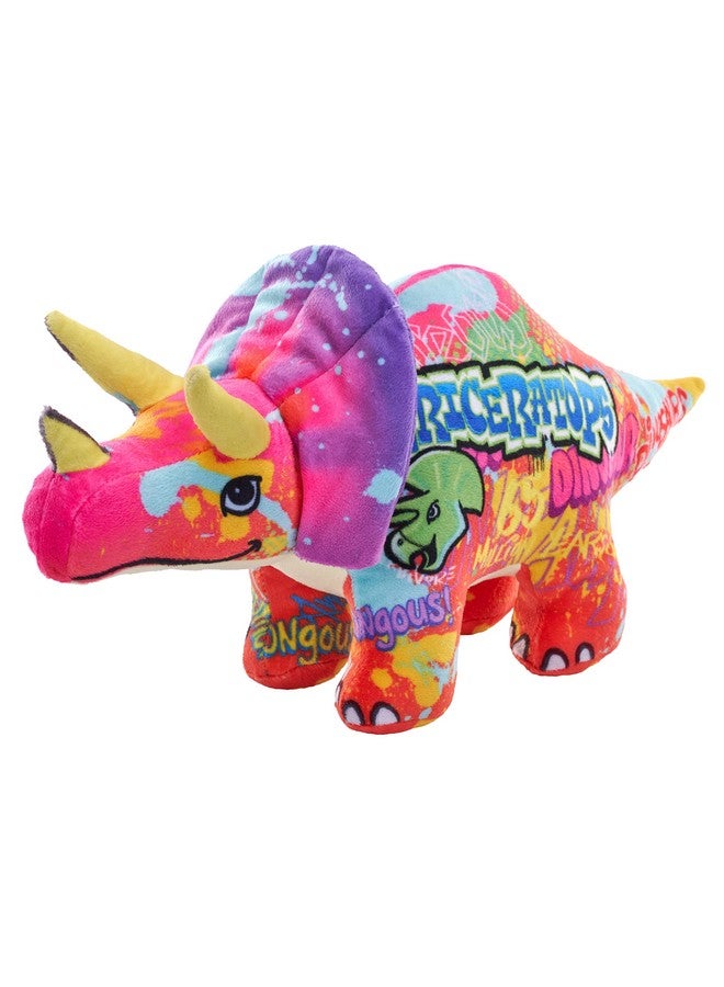 وايلد ريبابليك لعبة جرافيتي ديناصور ترايسيراتوبس من وايلد ريبابليك، حيوان محشو، 15 بوصة، لعبة محشوة، مصنوعة من زجاجات مياه معاد تدويرها، صديقة للبيئة